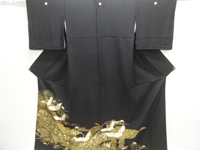 JAPANESE KIMONO / TOMESODE / CRANE & SHOCHIKUBAI